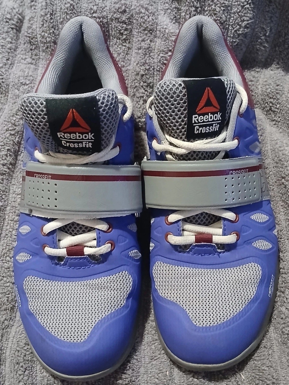 Reebox Crossfit CF74 Powerbax Woman's Lifting Sport Blue Gray Sneakers Size 7.5